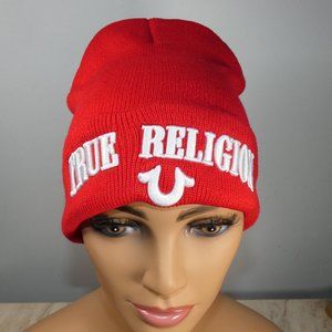 True Religion Red Knit Cap Watchman Beanie